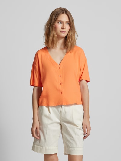 Vero Moda Bluzka z mieszanki wiskozy i lnu z dekoltem w serek model ‘JESMILO’ Pomarańczowy 4