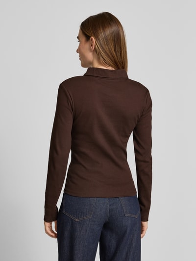 Gestuz Shirt met lange mouwen en polokraag, model 'drew' Donkerbruin - 5