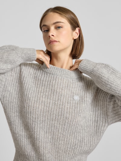 Hugo Blue Relaxed Fit Strickpullover mit Alpaka-Anteil Modell 'SLOGERYNNA_B' Mittelgrau Melange 3