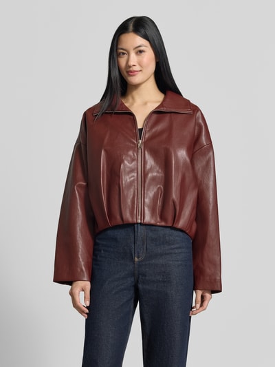 MANGO Regular Fit Jacke in Leder-Optik Modell 'Dante' Bordeaux 4