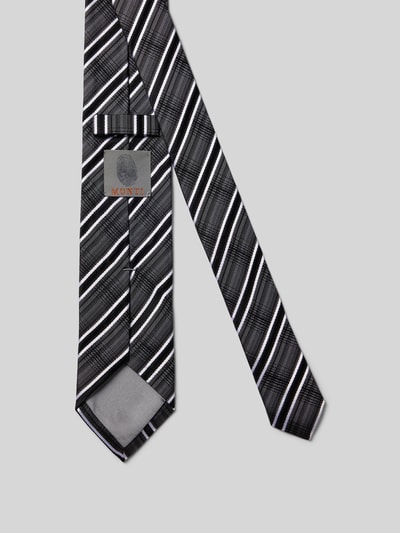 Monti Zijden stropdas met all-over print (7 cm) Grafiet - 2