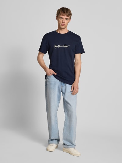 G-Star Raw T-Shirt mit Label-Print und Rundhalsausschnitt Marine 1