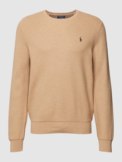 Polo Ralph Lauren Strickpullover mit Label-Stitching Camel Melange 2