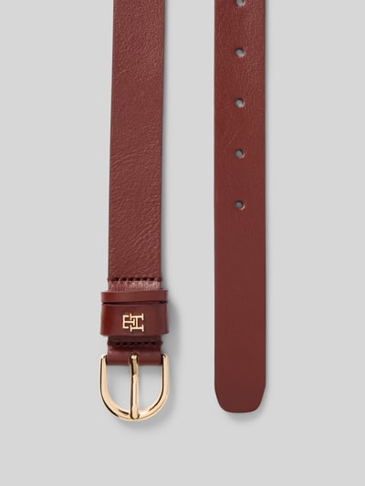 Tommy Hilfiger Pasek skórzany z monogramem z logo Bordowy 3