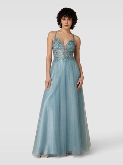 Luxuar Abendkleid mit floraler Spitze Mint 4