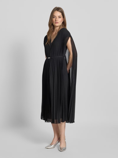 BOSS Sukienka szyfonowa o kroju regular fit z warstwą wierzchnią model ‘DENNYA’ Czarny 1