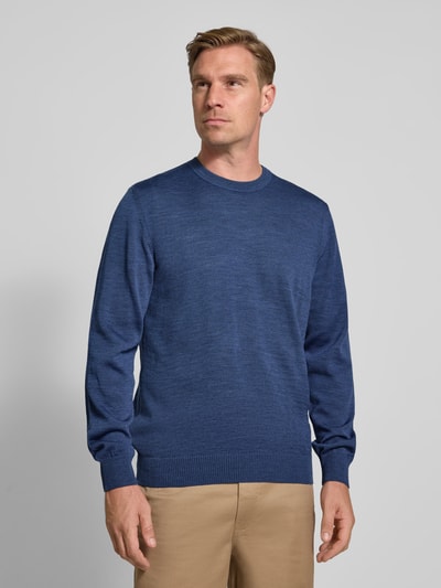 MAERZ Muenchen Gebreide pullover van merinowol Oceaanblauw gemêleerd - 4