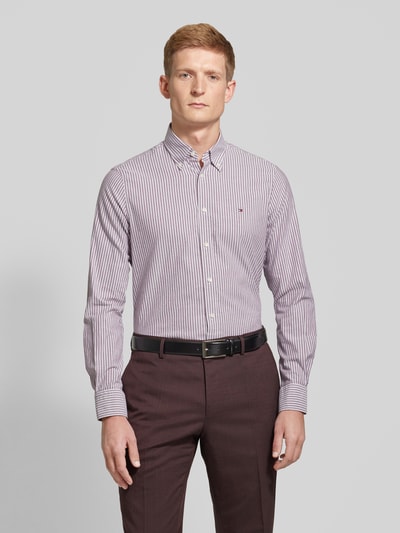 Tommy Hilfiger Tailored Slim Fit Business-Hemd mit Button-Down-Kragen Modell 'ROYAL' Rot 4