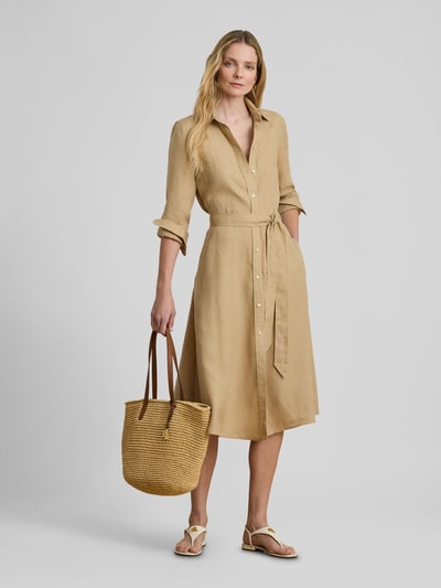 Lauren Ralph Lauren Tailliertes Freizeitkleid aus reinem Leinen Beige 1