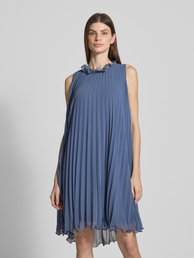 Vera Mont Knielange cocktailjurk met plissévouwen Rookblauw - 4