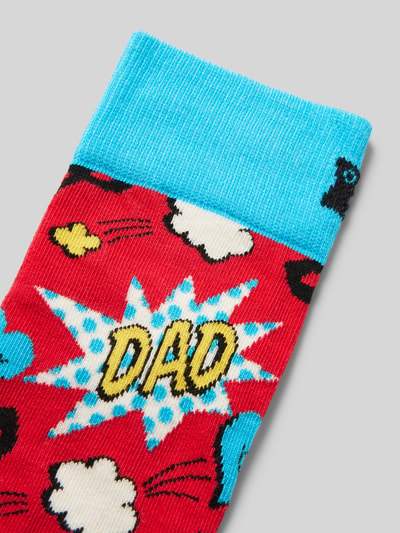 Happy Socks Socken mit Label-Print Rot 2