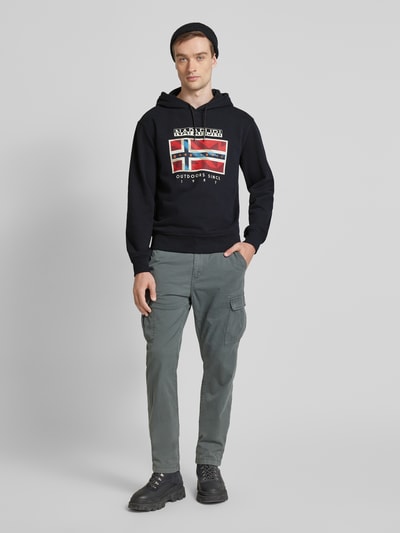 Napapijri Hoodie met labelprint, model 'BIG FLAG' Zwart - 1