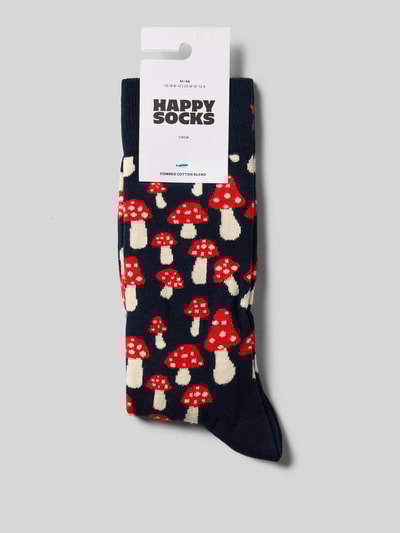 Happy Socks Sokken met motiefstitching, model 'Mushroom' Zwart - 3
