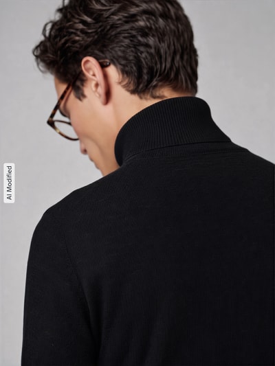 Jake*s Studio Men Regular Fit Rollkragenpullover aus reiner Wolle Modell 'MIKO' Black 3