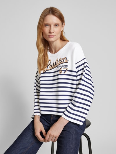 Lauren Ralph Lauren Sweatshirt mit Label-Stitching Modell 'JAMARIE' Weiss 3