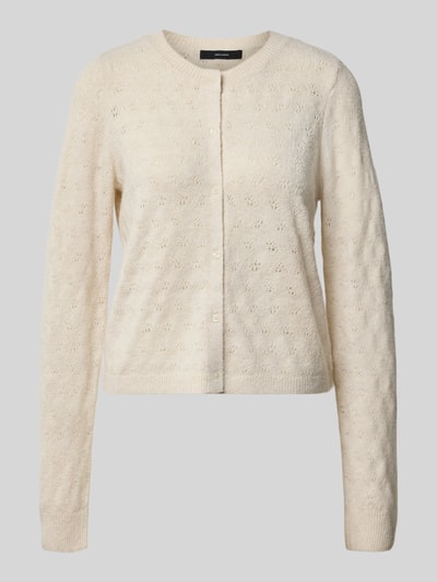Produktfoto, Regular fit gebreid jack met eenrijige knoopsluiting model 'DOFFY' van VERO MODA voor Dames, lichtbeige met fijne textuur