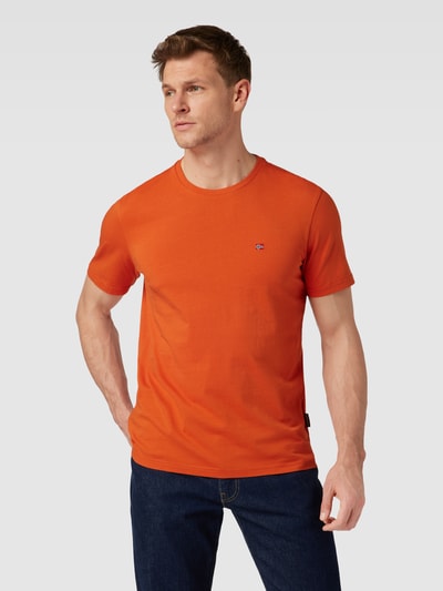 Napapijri T-shirt met labelstitching, model 'SALIS' Oranje - 4