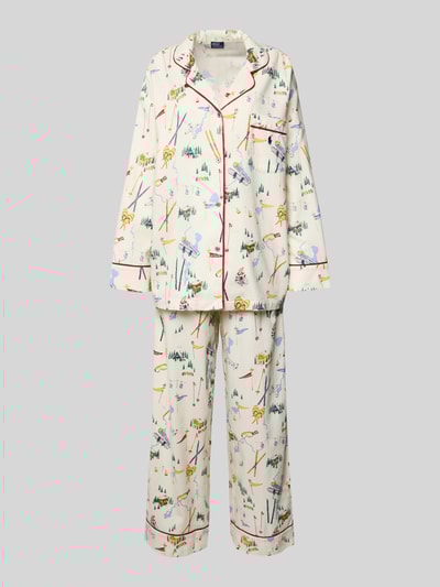 Polo Ralph Lauren Relaxed fit pyjama met reverskraag, model 'Cozy' Offwhite - 1