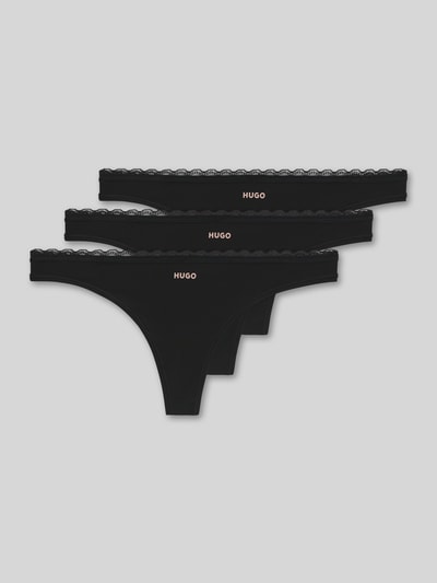 HUGO String mit Spitzenbesatz im 3er-Pack Black 1