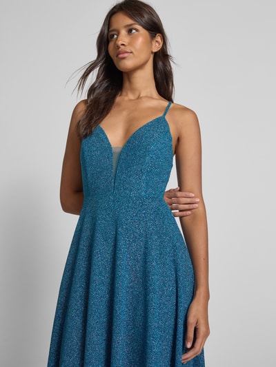Jake*s Cocktail Sukienka wieczorowa z głębokim dekoltem w serek i wycięciem Metaliczny niebieski melan 3