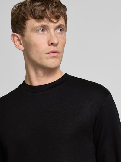 SELECTED HOMME Sweatshirt mit gerippten Abschlüssen Modell 'EMANUEL' Black 3