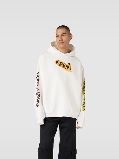 Marni Oversized Hoodie mit Label-Print Weiss 4