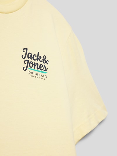 JACK & JONES T-shirt met labelprint, model 'WALKER' Lichtgeel - 2