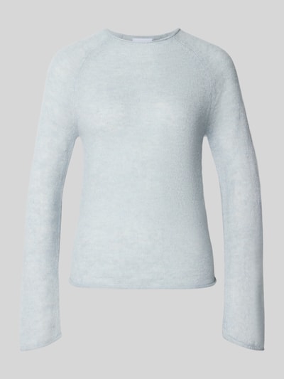 Productfoto, Slim Fit pullover met wol-alpaca-aandeel van comma, lichtblauw, tricotlook, ronde hals, maat 36, ruglengte 59 cm, mouwlengte 67 cm
