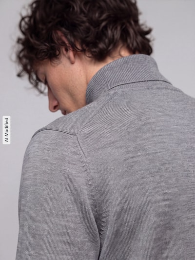 Jake*s Studio Men Regular Fit Rollkragenpullover aus reiner Wolle Hellgrau Melange 3