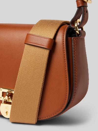 Lauren Ralph Lauren Schoudertas met labelapplicatie, model 'TANNER' Cognac - 3