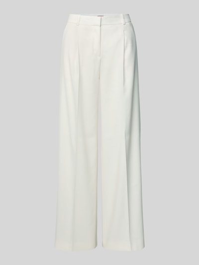 HUGO Wide leg linnen broek met steekzakken, model 'Halati' Wit - 2