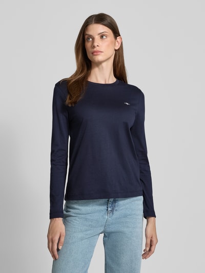 Gant Bluzka z długim rękawem, okrągłym dekoltem i wyhaftowanym logo Granatowy 4