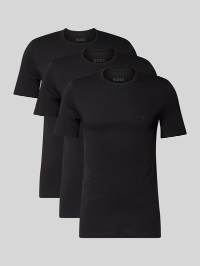 Produktfoto, Regular Fit T-Shirt aus reiner Baumwolle im 3er-Pack Modell 'CLASSIC' von BOSS, Optik: Unifarben, Rundhals, Kurzarm, Label-Schriftzug und Label-Stitching, Jersey-Textur.