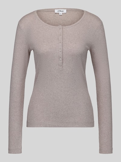 s.Oliver RED LABEL Langarmshirt mit kurzer Knopfleiste Sand 2
