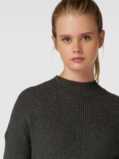 Only Gebreide jurk met turtleneck, model 'KATIA' Antraciet gemêleerd - 3