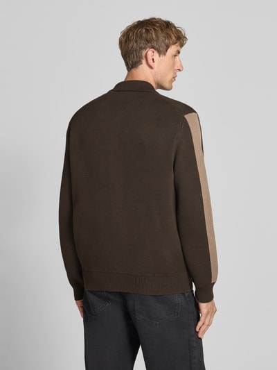 Marc O'Polo DENIM regular fit gebreid jack van puur katoen Chocoladebruin - 5