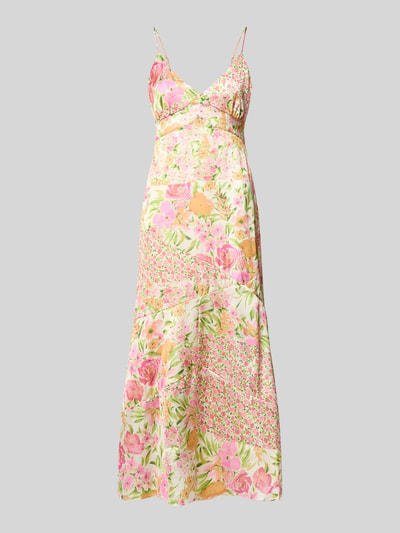 Produktfoto, Fließendes Maxikleid aus Satin Modell 'ALTHEA' von Vero Moda z kwiatowym wzorem w pastelowych odcieniach, materiał satynowy