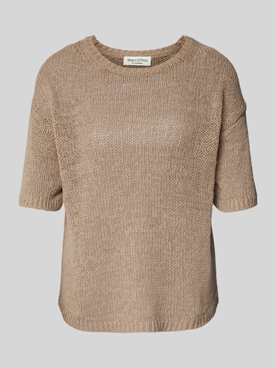 Marc O'Polo Loose Fit Strickpullover aus Baumwoll-Mix mit kurzem Arm Sand 1