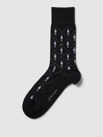 Burlington Socken mit Allover-Muster Modell 'BIG BEN' Black 1