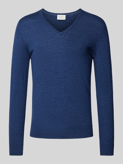 OLYMP Level Five Slim fit gebreide pullover met ribboorden Jeansblauw - 2