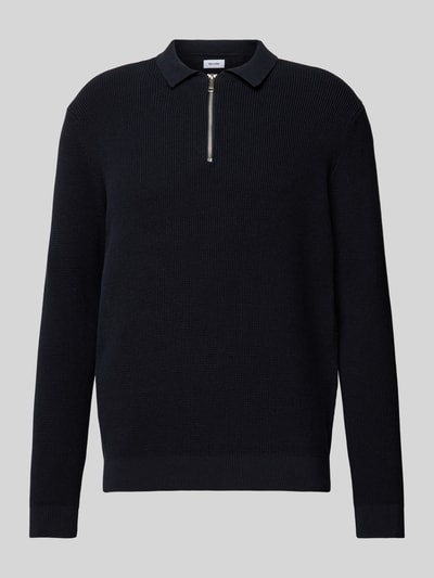 Only & Sons Gebreide pullover met korte ritssluiting, model 'MATTEO' Donkerblauw - 2