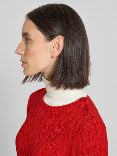 Lauren Ralph Lauren Strickpullover mit Zopfmuster Modell 'MONTIVA' Rot 3
