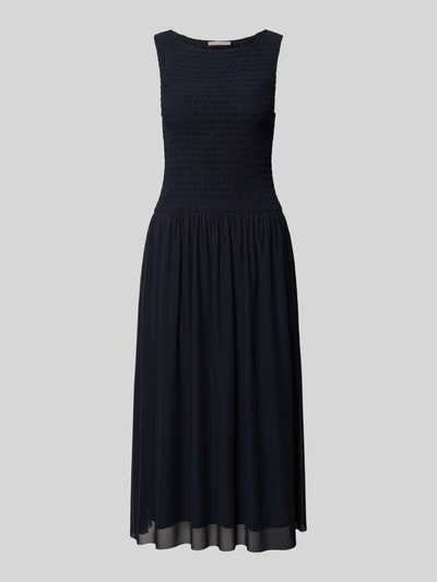 Produktfoto, dunkelblaues Midikleid aus Mesh mit Smok-Details und geradem Schnitt, Midikleid aus Mesh mit Smok-Details von Christian Berg Woman Selection