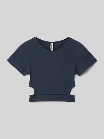 Blue Effect Cropped T-Shirt mit Cut Out Marine 1