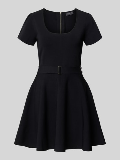 Produktfoto, sukienka mini z mieszanki wiskozy, taliowany krój, pasek, krótki rękaw, okrągły dekolt, Model 'Ronella' od Ted Baker, damska sukienka mini, kolor czarny, faktura gładka, Długość tyłu w rozmiarze 36: 84 cm, Szerokość w rozmiarze 36: 42 cm, Długość rękawów w rozmiarze 36: 16 cm
