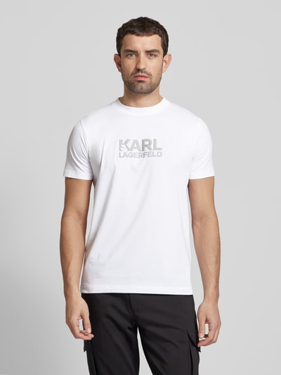 Karl Lagerfeld T-shirt met labelprint Wit - 4