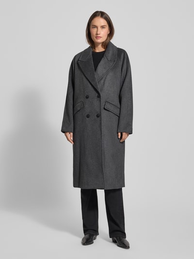 Vero Moda Relaxed Fit Wollmantel mit doppelreihiger Knopfleiste Modell 'HARPER' Dunkelgrau 4