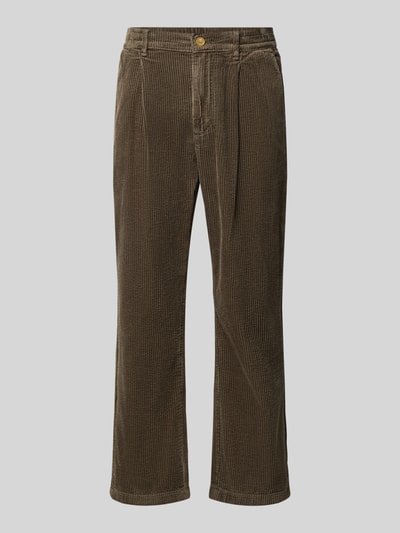Produktfoto, Cordhose mit Bundfalten und Eingrifftaschen von Lindbergh aus reiner Baumwolle in Braun, Regular Fit, sichtbare Textur