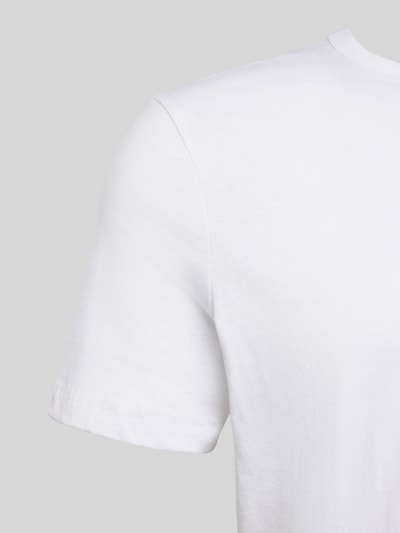 Snocks T-shirt met geribde ronde hals Wit - 2