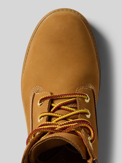 Produktfoto, Schnürboots aus Leder-Mix von Timberland, Leermix, Afgerond model, vetersluiting, Waterdicht design, Label in reliëf, geprofileerde zool, hakhoogte maat 39: 7 cm, schachthoogte maat 39: 13 cm, schachtbreedte maat 39: 10 cm